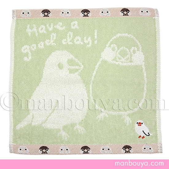 文鳥 グッズ 雑貨 ミニタオル 25×25cm シュガーフェイス ハンカチ