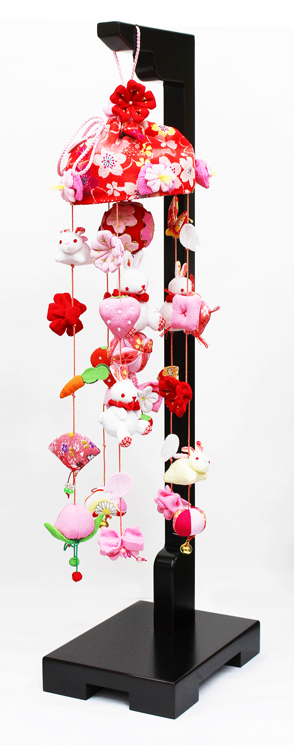 つるし雛 つるし飾り 吊るし雛 吊るし飾り 桜うさぎ 小 飾り台付 まり