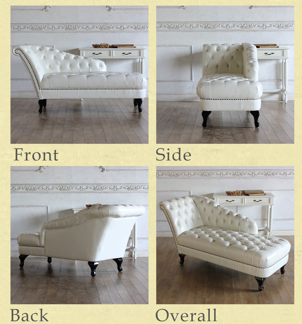 チェスターフィールド カウチソファ 2人掛け アンティーク 白 ホワイト