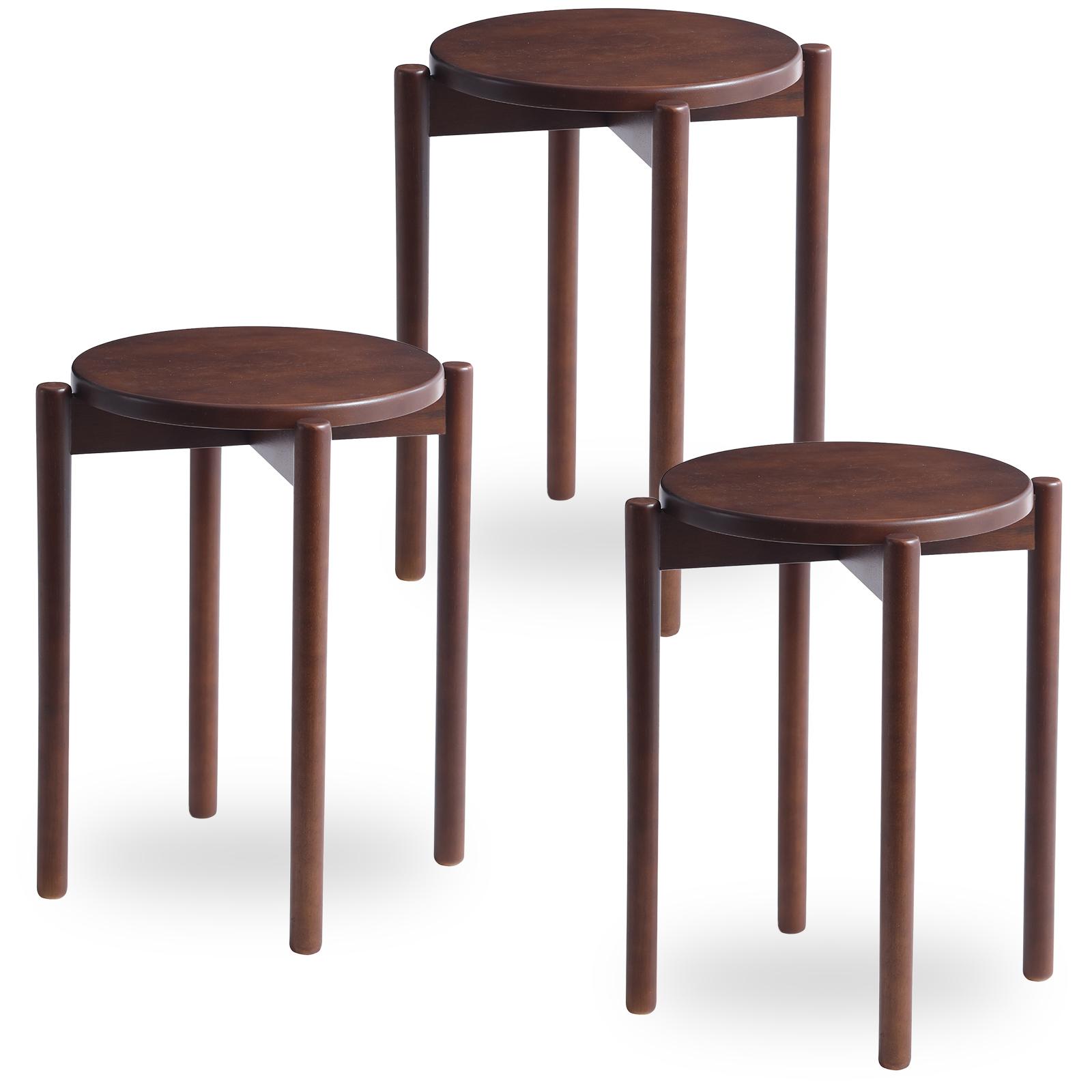 moca company [3脚セット]スタッキングスツール 天然木 丸椅子 丸