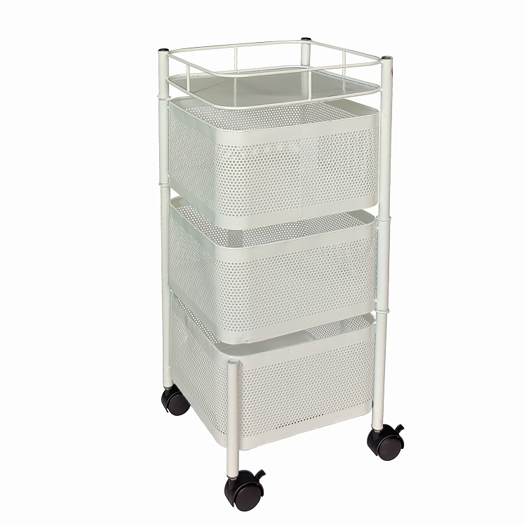 ワゴン キッチンワゴン キャスター付き スリム 天板 3段 回転棚