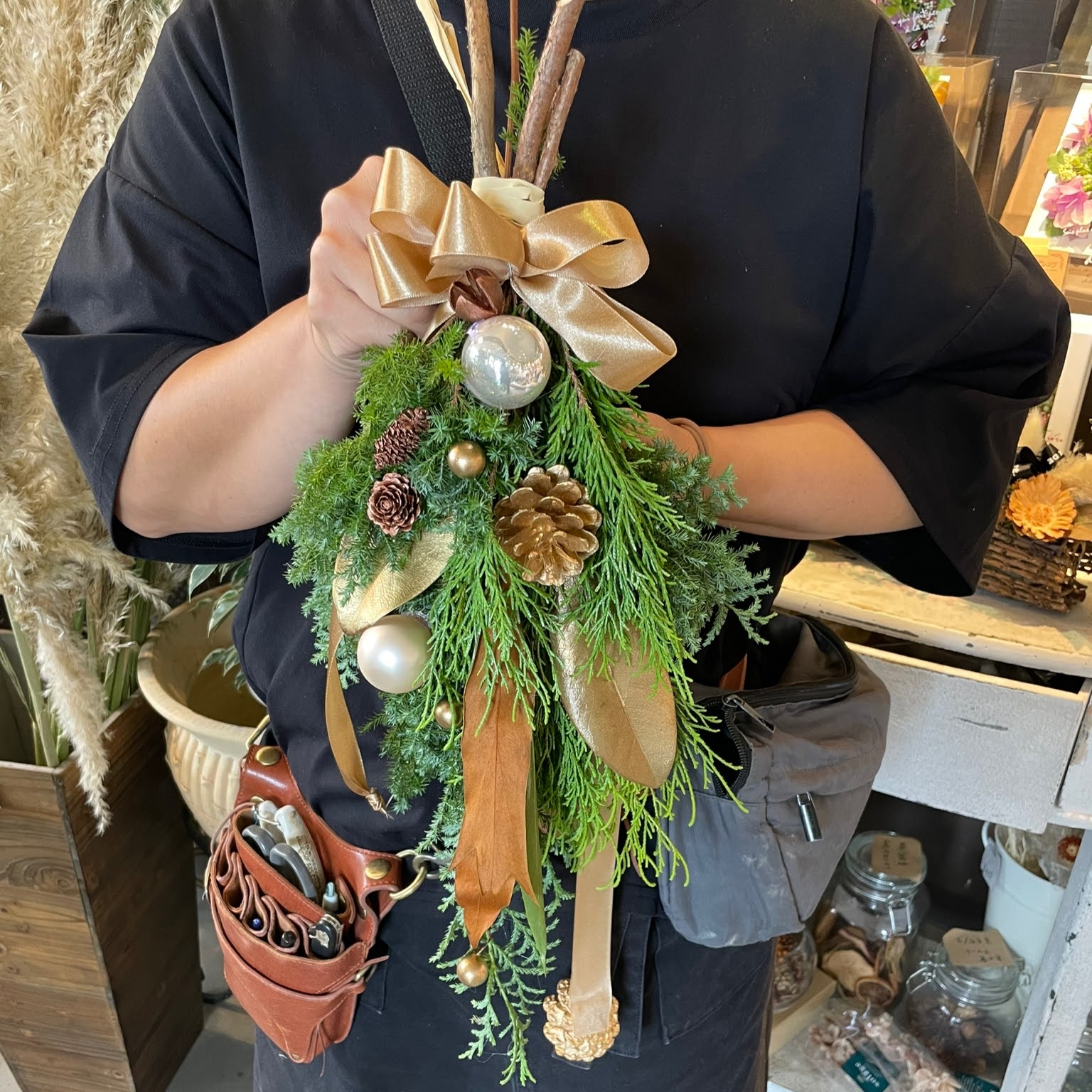 スワッグ ドライフラワー おしゃれ クリスマスリース ドライフラワー