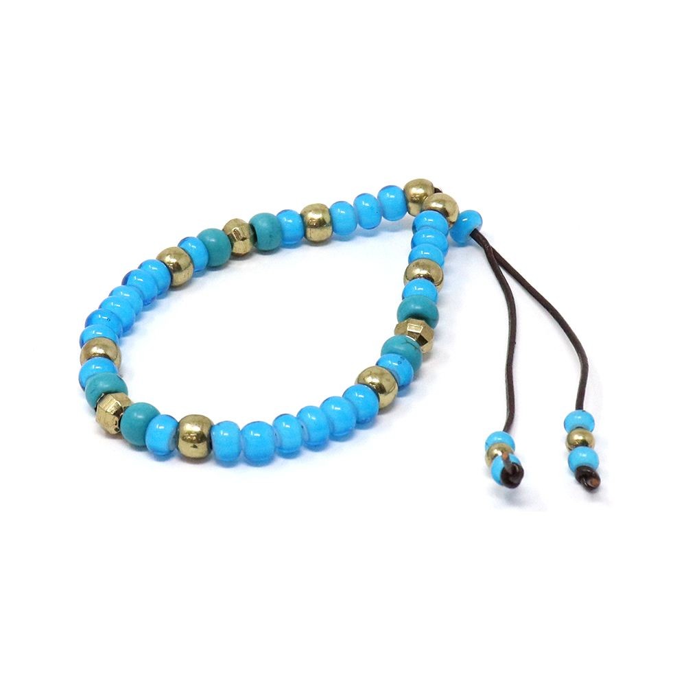 ブレスレット メンズ 6mm ホワイトハーツ ビーズ ネイティブアメリカン