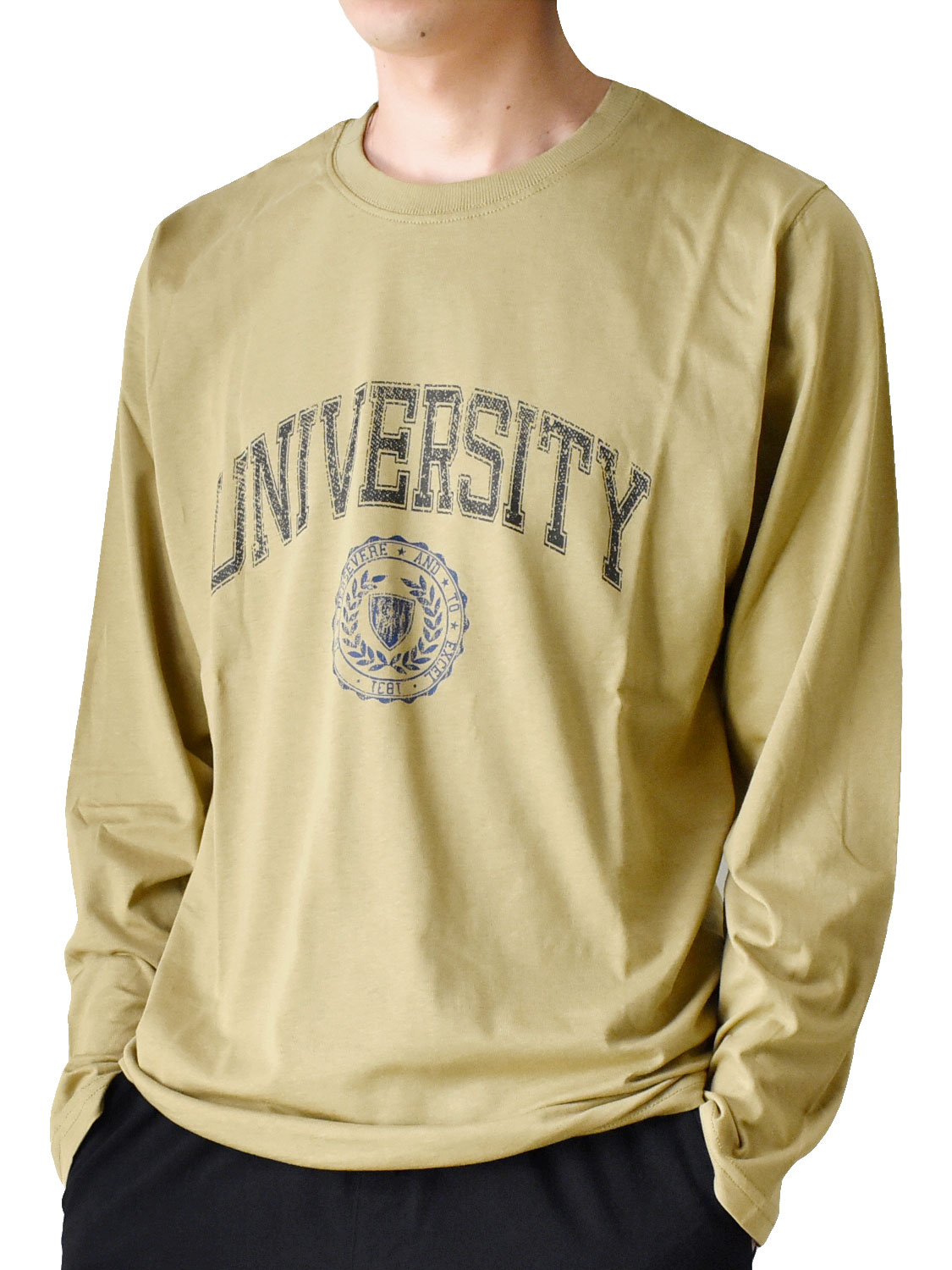 ARONA 長袖Tシャツ メンズ プリント 文字 ロンT ロングTシャツ セール