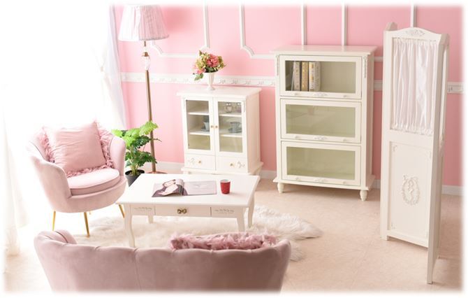 △予約△プリンセス・スライド本棚3段 ロココ調 アンティーク調