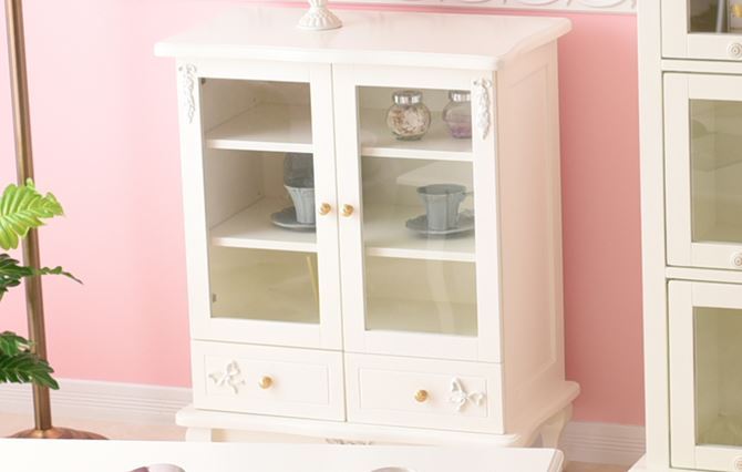 △予約△キャビネット 完成品 コンパクト アンティークホワイト 木製