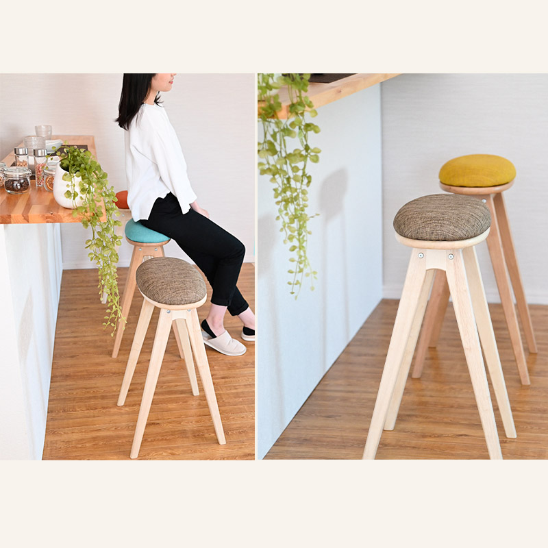 可愛い キッチンスツール おしゃれ 木製 北欧 ハイスツール バース