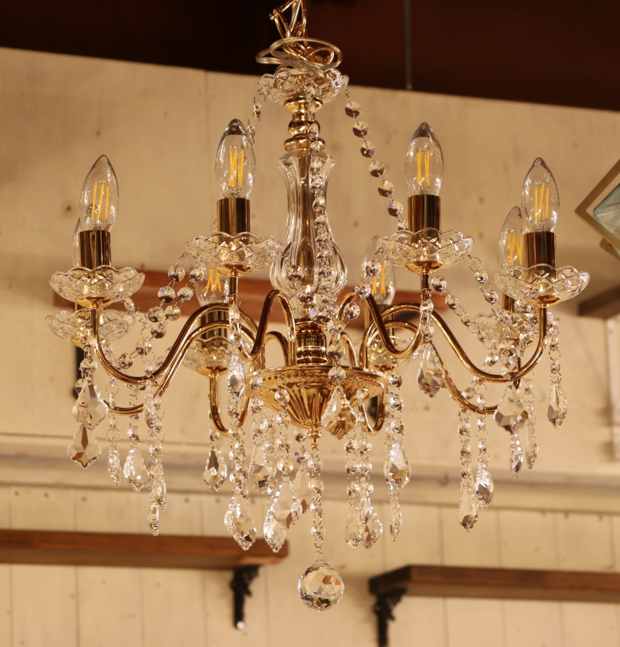 OS-001/8 GD 8灯シャンデリア LED対応 アンティーク 調 8灯 8畳用