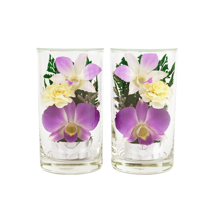 枯れない 仏花 プリザーブドフラワー 仏壇用 一対 セット グラス