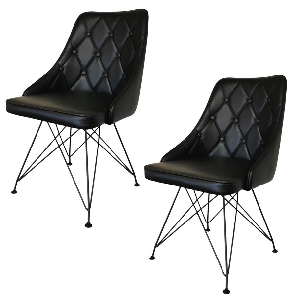 ダイニングチェア 2脚セット 回転チェア 360度回転 PUレザー スチール