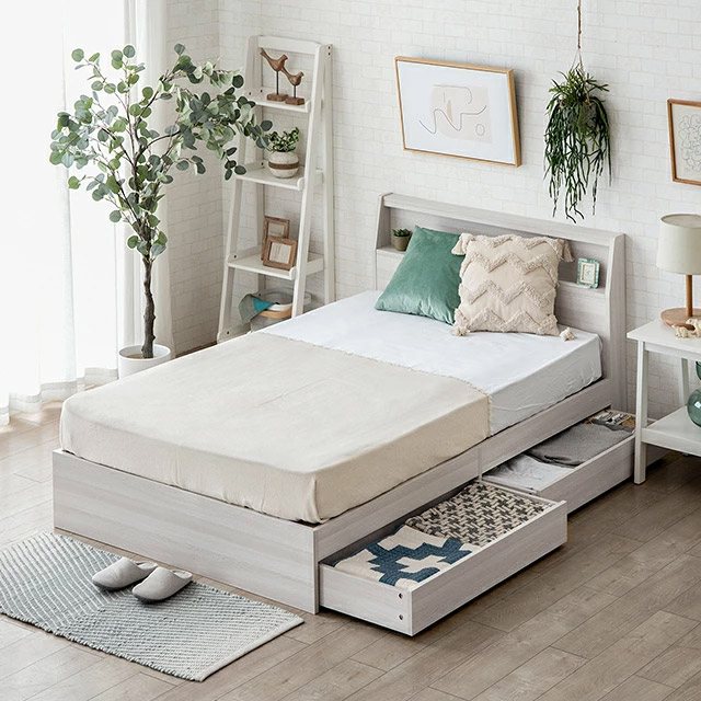 MODERN DECO（モダンデコ） ベッド ダブルベッド 照明付き 収納付き