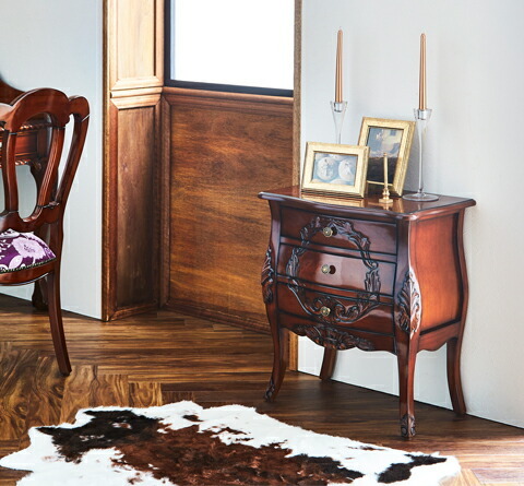 マホガニー 特価品 ベルベル3段引出し ミニチェスト 送料無料完成品