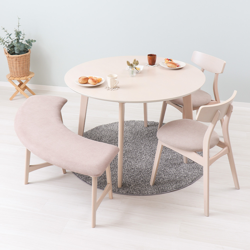 ヤマソロ ダイニングベンチ 140cm 2人掛け 単品 円形 木製 おしゃれ