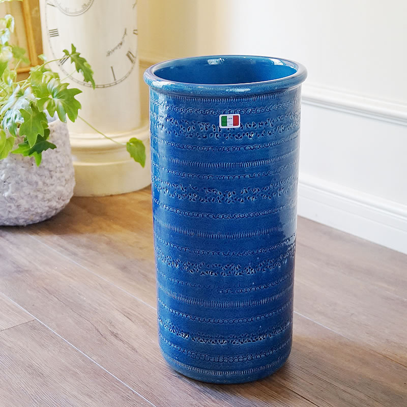 信楽焼傘立て 紺ストライプ 高さ45cm 信楽焼傘立て 紺ストライプ 高