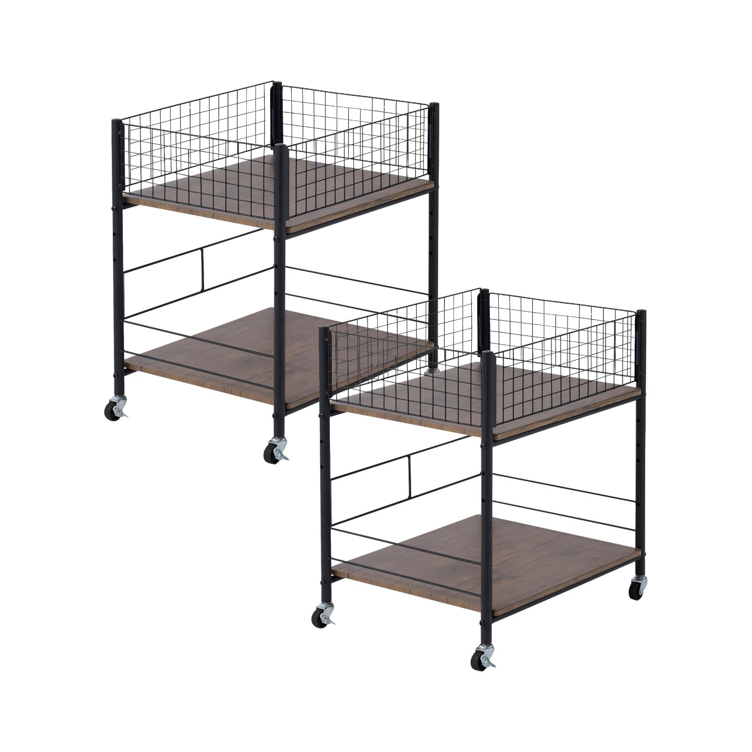 山善（YAMAZEN） 2個組 収納ラック ワゴン キャスター付き 奥行57.5 高