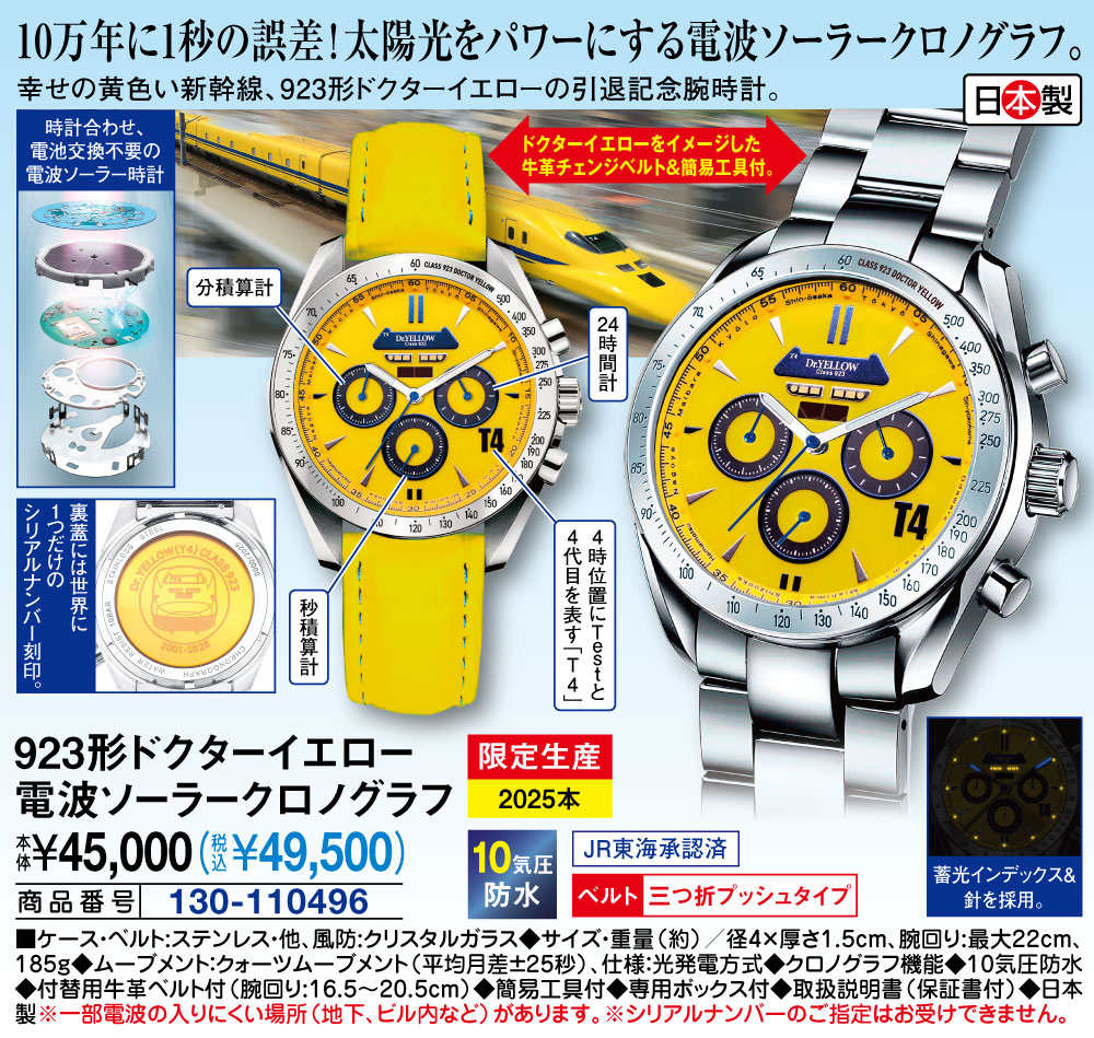 923形 ドクターイエロー(T4)電波ソーラークロノグラフ : は