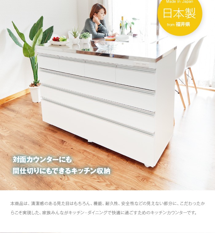 キッチンカウンター 収納 120 ステンレス 食器棚 ロータイプ 日本製
