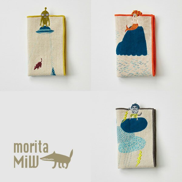 moritaMiW 小さなポケットハンカチ ミニタオル ウチュウジン カミナリ