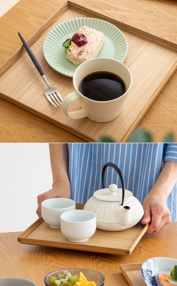 2/25はポイント10倍／ 松屋漆器店 白木塗タモ 8.5角盆 正角 約25.8