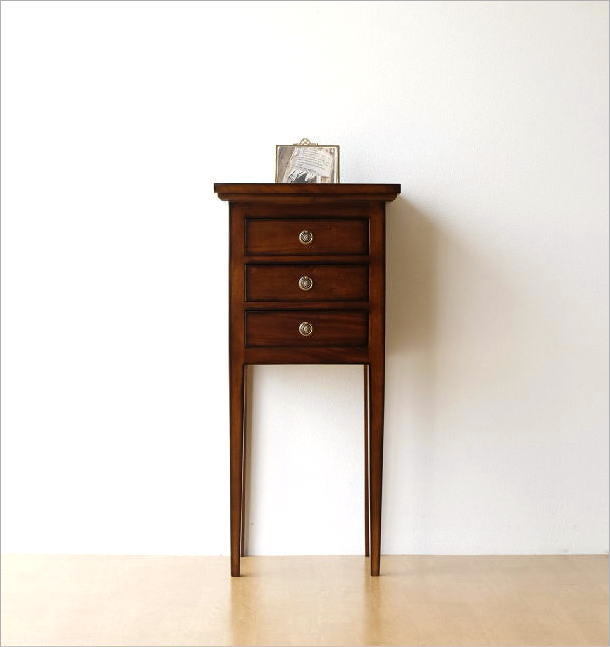 チェスト 花台 スリム マホガニー 無垢 玄関 引き出し コンソール