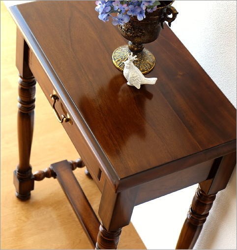 コンソールテーブル アンティーク 玄関 スリム 電話台 花台 木製 天然