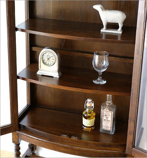 キャビネット ガラス扉 ガラスキャビネット アンティーク スリム 木製