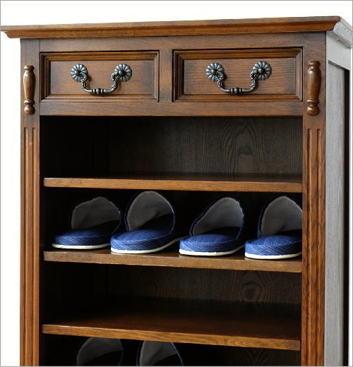 スリッパラック 木製 アンティーク レトロ 棚板可動式 おしゃれ 玄関