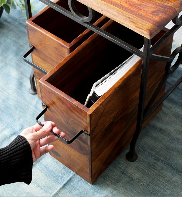 マガジンラック 木製 おしゃれ スリム アジアン アンティーク 収納