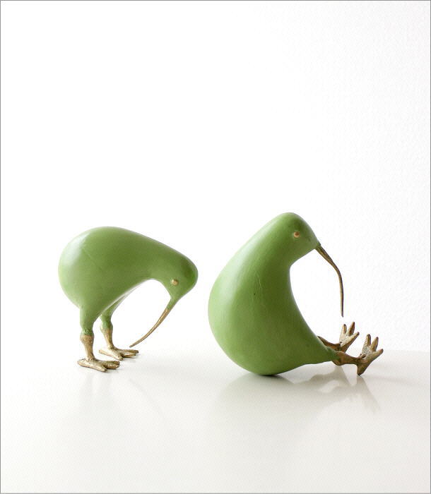 キウイ 鳥 木彫り置物 オブジェ おしゃれ 置物 小物 雑貨 レトロ