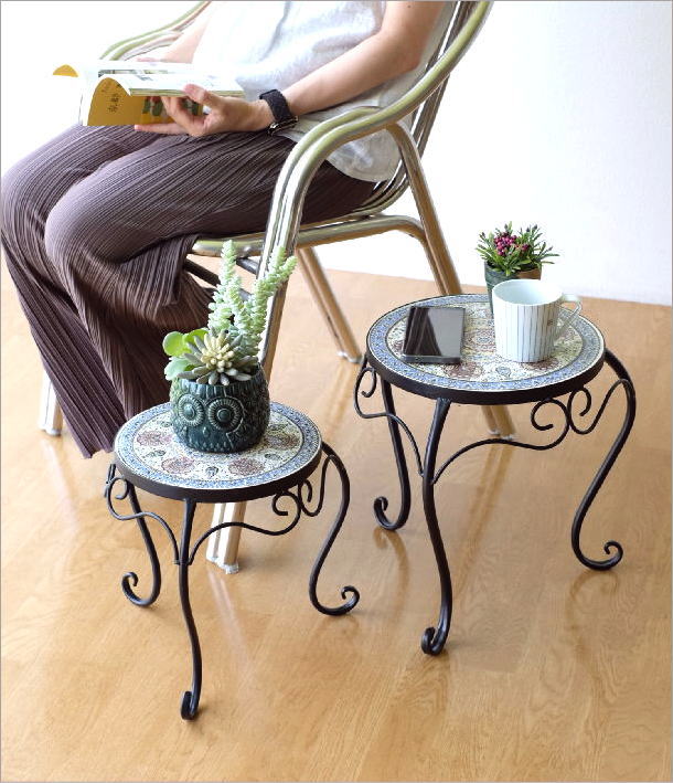 プランタースタンド おしゃれ フラワーテーブル 花台 2個セット
