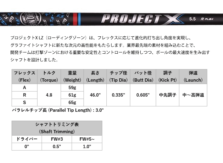 TRUE TEMPER（トゥルーテンパー） シャフト ドライバー用 プロジェクト