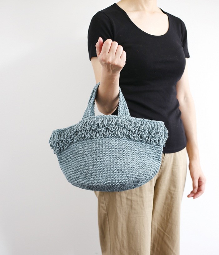 ダルマ 編み図付き(0S-0704） マルシェかご B 麻ひも カゴバッグ