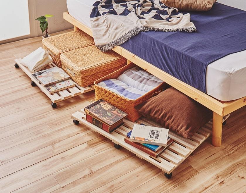 ネルコンシェルジュ 桐ストレージボード キャスター付き ベッド下収納