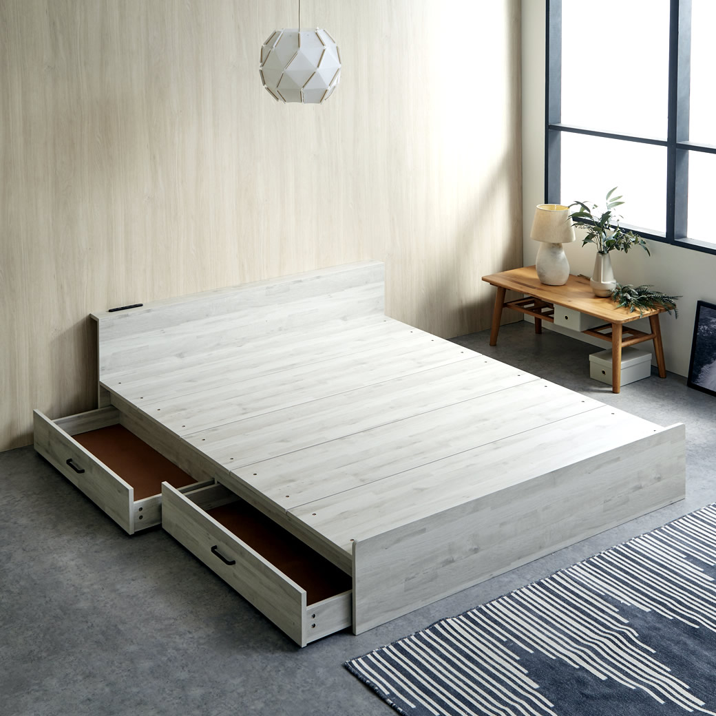 ネルコンシェルジュ 収納付きベッド ステージベッド クイーン 引き出し