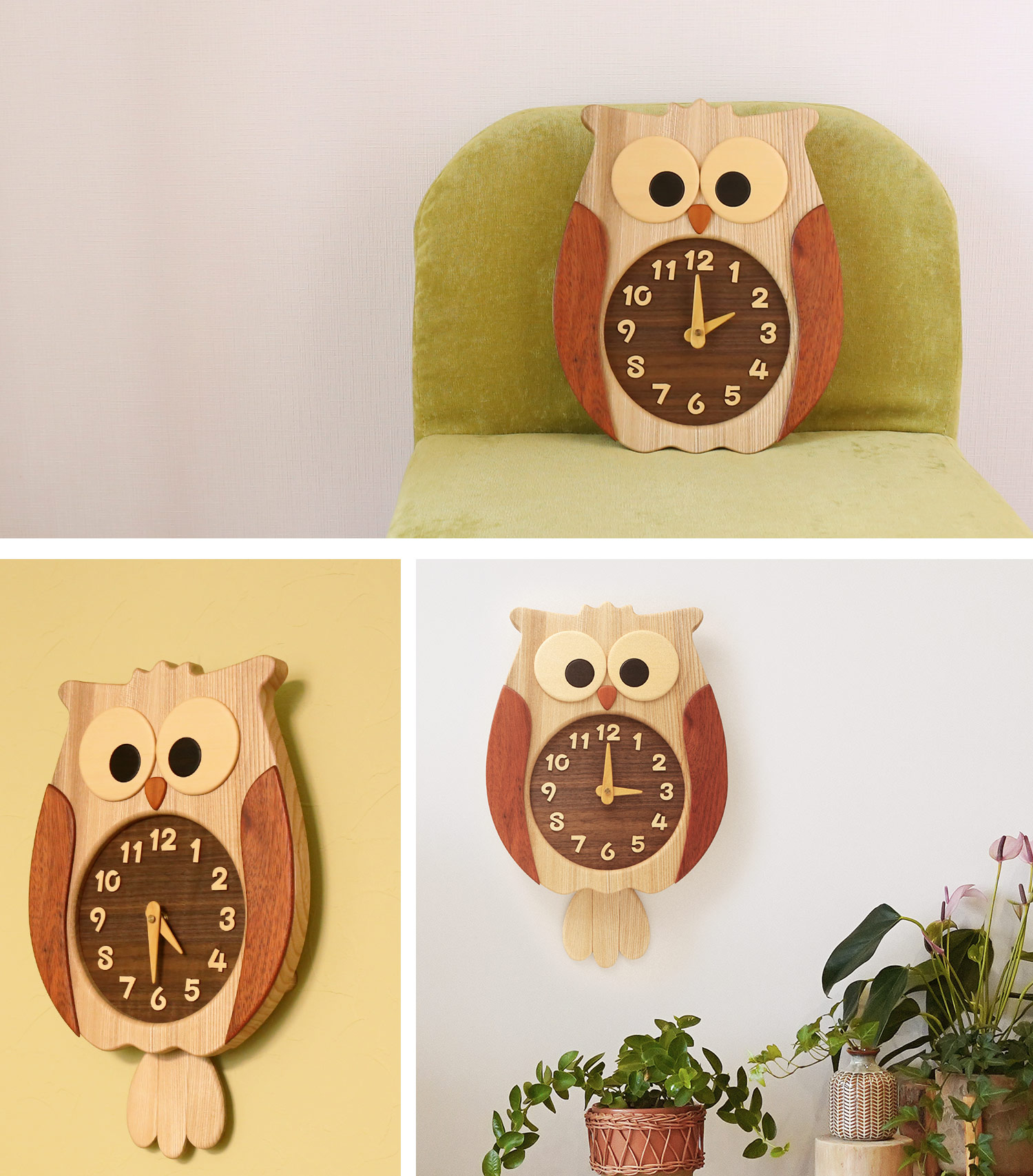 sankyo shokai（三京商会） ふくろう掛け時計 壁掛け時計 おしゃれ