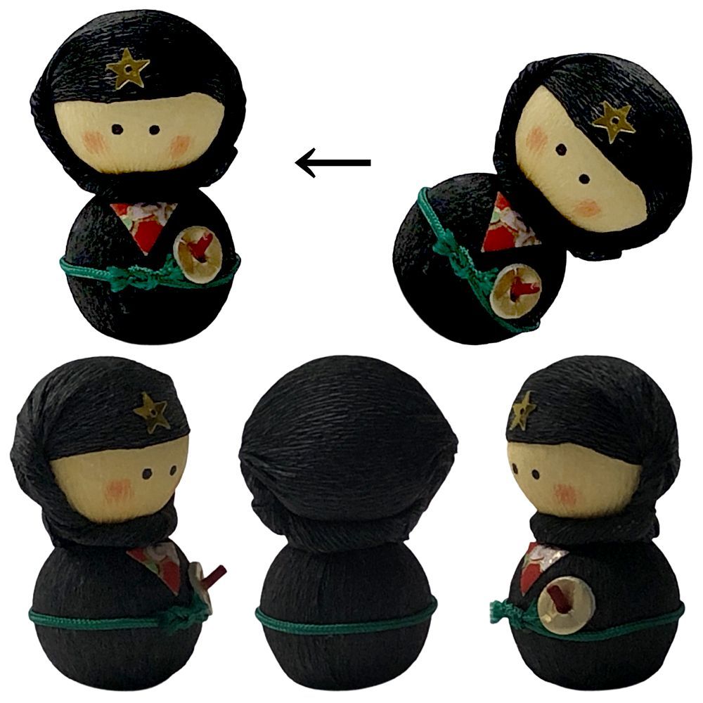 起き上がりこぼし人形 黒忍者・赤忍者セット 縁起物 日本のお土産 民芸