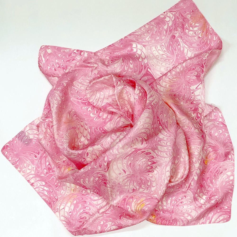 大判シルクスカーフ マドレー染め ピンク 日本製 絹製品 シルク100