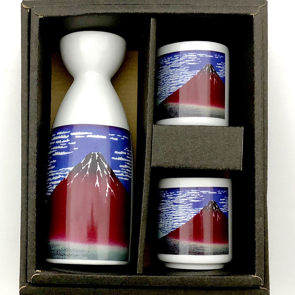 酒器 とっくり・おちょこセット 葛飾北斎 赤富士 : 日本のおみやげ専門