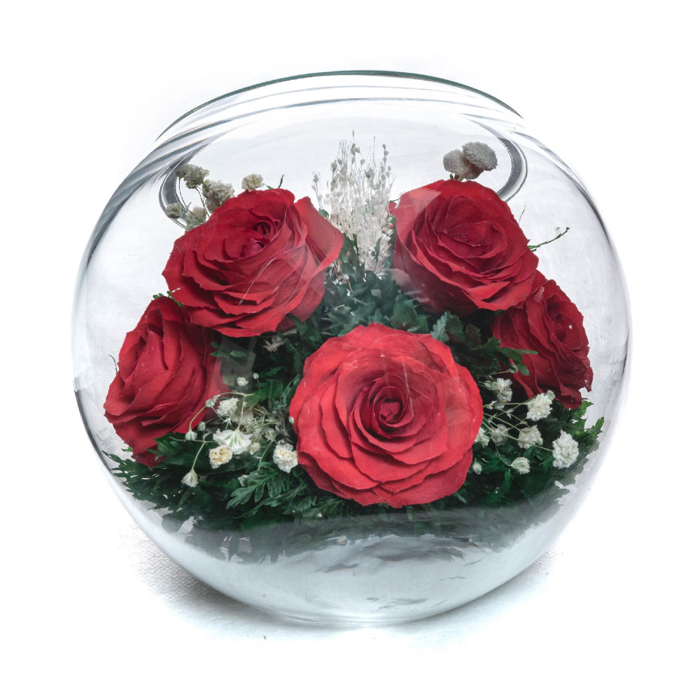 神戸花物語 ドライフラワー ガラスドーム バラ 薔薇 お祝い お供え 仏