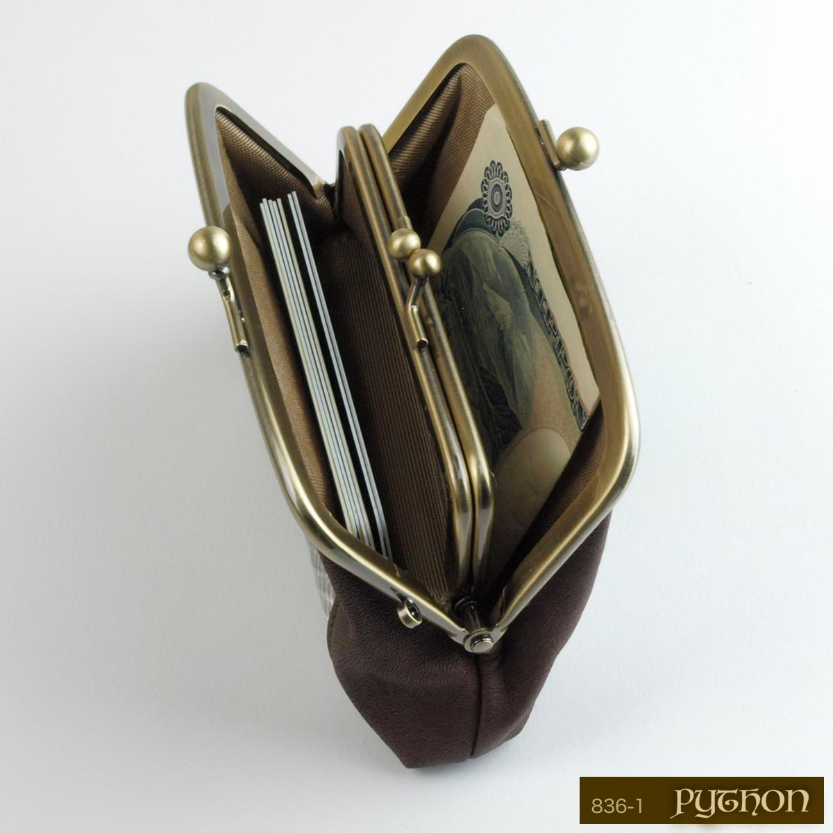 本革 がま口 財布 ヘビ革 パイソン レディース 日本製 金運アップ 親子