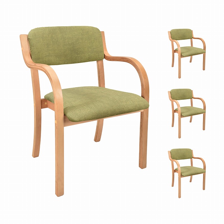 ダイニングチェア 4脚セット 介護椅子 肘付き 木製 レザー 肘掛け椅子