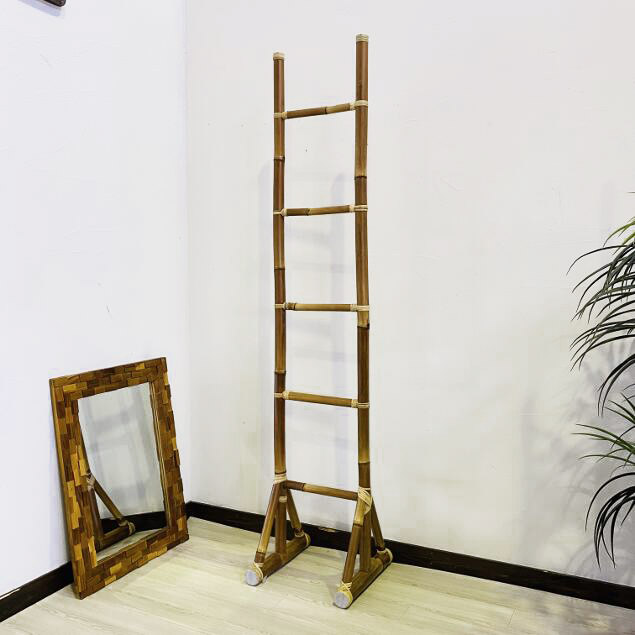 ラダーハンガー ファブリックハンガー 竹製 H200cm 2色 はしごラック