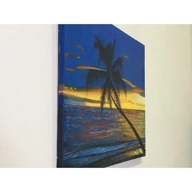 海の絵 ヤシの木 サンセット ビーチ 絵画 W80×H60cm D-6 (1165-6) 海