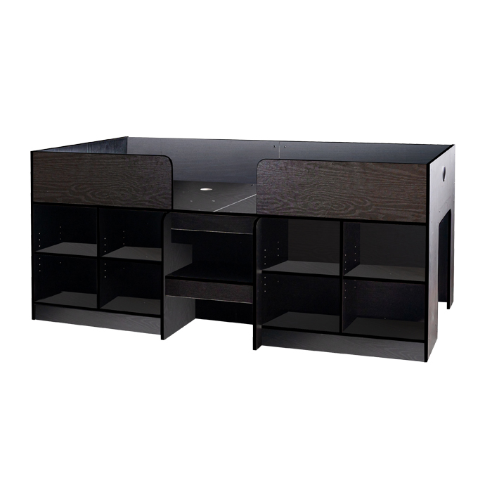 ロフトベッド ロータイプ コンパクト 収納付き オープンシェルフ 可動