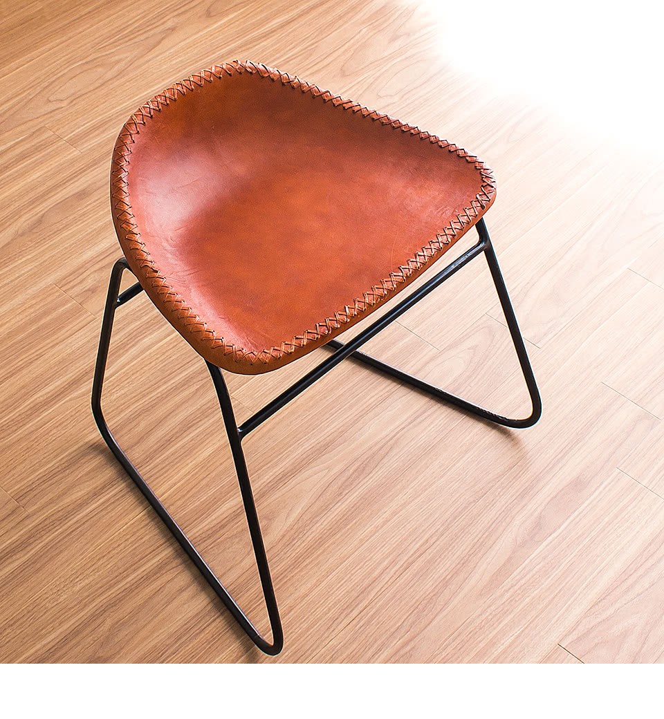 アイアンと本革のスツール キャメル レザースツール 本革スツール