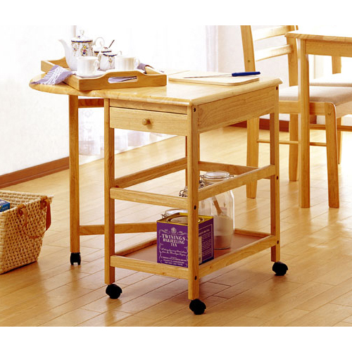 キッチンワゴン テーブル付ワゴン キャスター付き 木製 北欧 送料無料