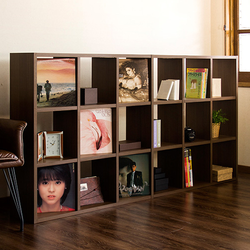 本棚 シェルフ 木製 おしゃれ 正方形 LPレコード A4ファイル収納 2台