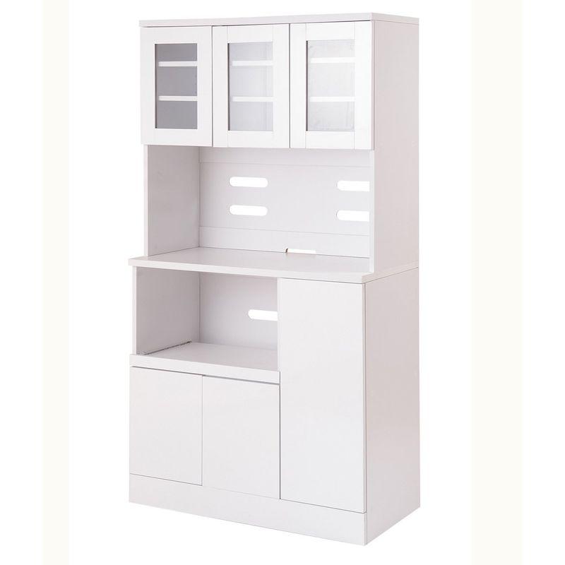 食器棚 キッチン収納 カップボード 幅90 レンジ台 大容量 白 キッチン