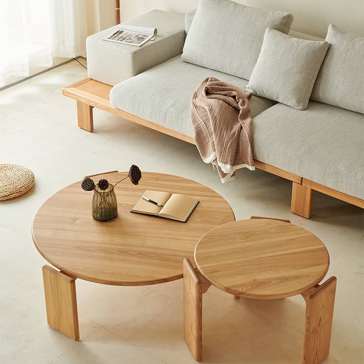 幅60 80cm」センターテーブル 円形 ナチュラル アッシュ材 北欧 : 快適