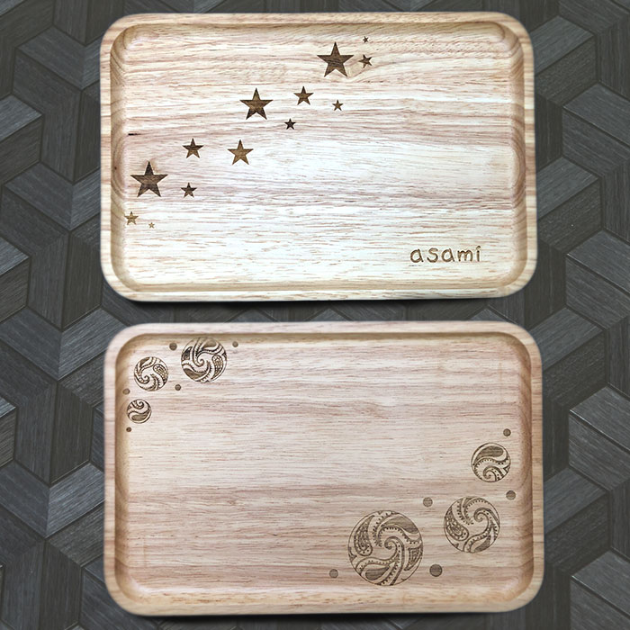mocca もっか 名入れ デザイン ウッドトレー ゴムの木 木製お盆 30
